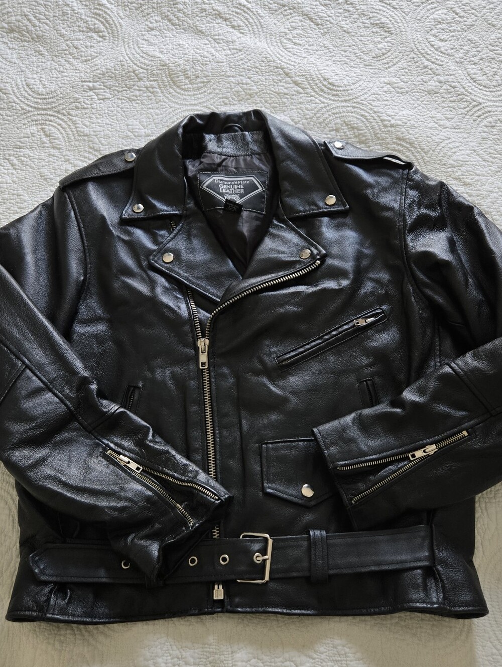 Diamond Plate Genuine Leather Jacket M/L